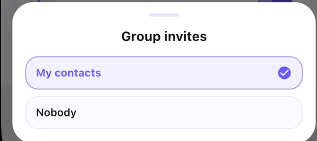 Nixi group invitation choices