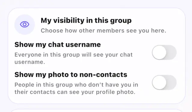 Personal visibility choices inside a Nixi group